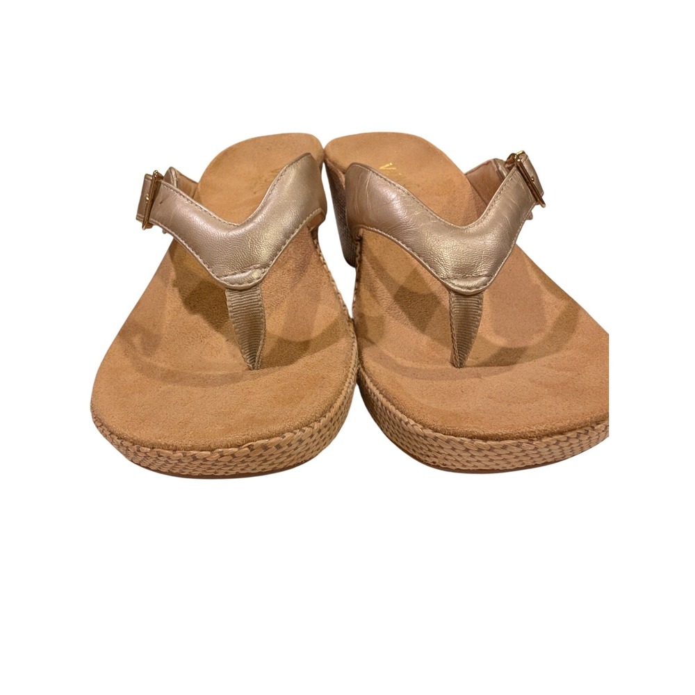 Vionic Polina Orthaheel Champagne Gold Metallic Wedge Sandals Womens 8 38 - Picture 2 of 10